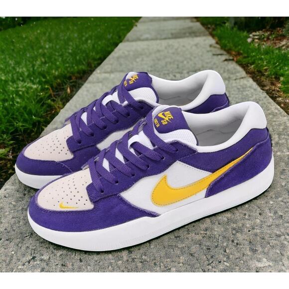 NIKE SB Force 58 Shoes LSU LA LAKERS Purple Gold Edition Mens 8 New In Box - Picture 1 of 11